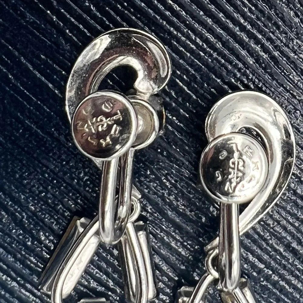 Vintage rhinestone clip on earrings clear baguette rhinestone dangles silver